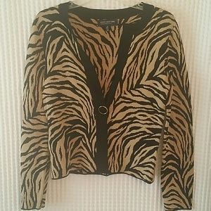 JONES NEW YORK Signature Zebra/Gold Cardigan